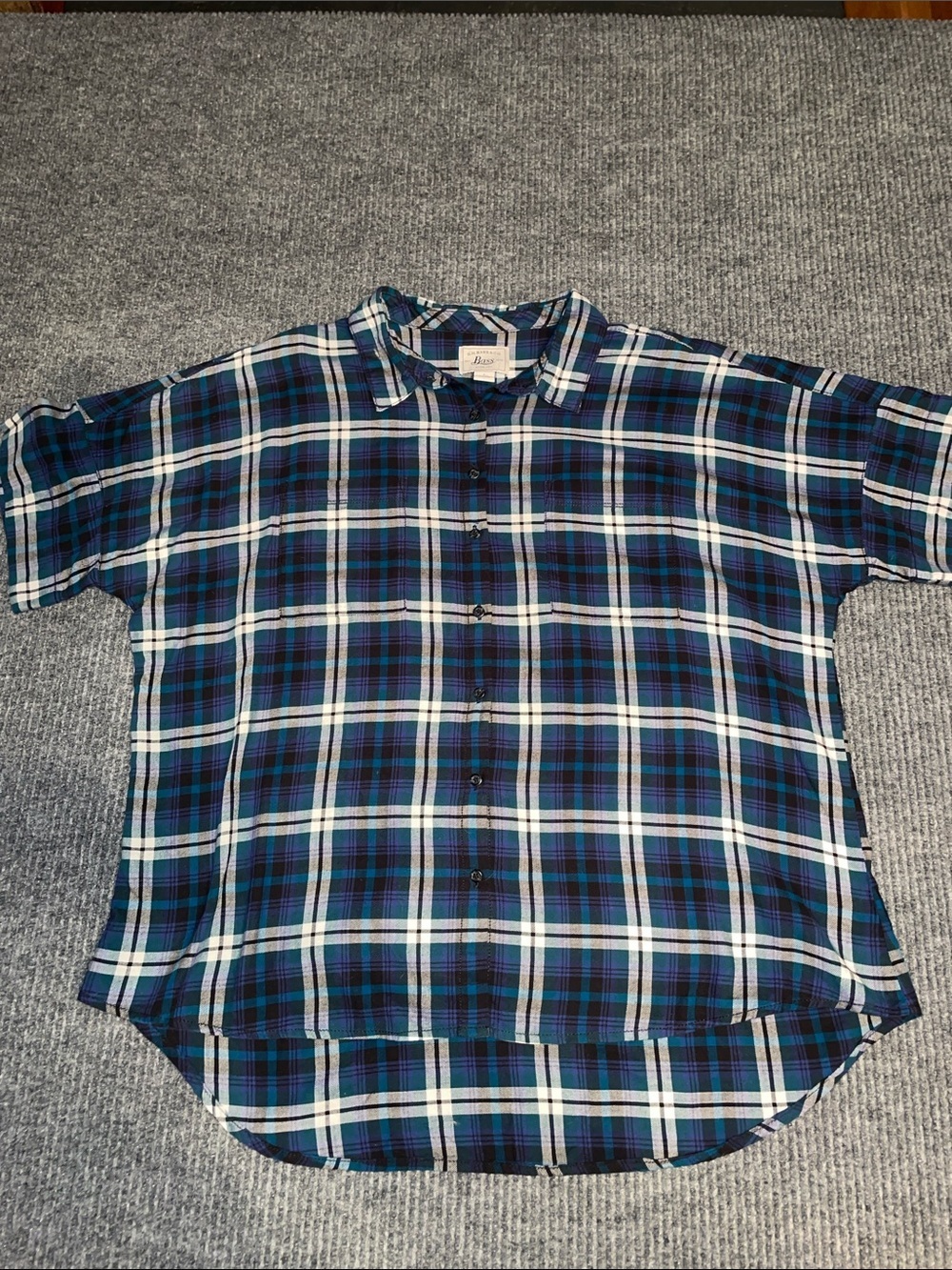 G.H. Bass Blue Plaid Cotton Button Front Shirt Women's Large